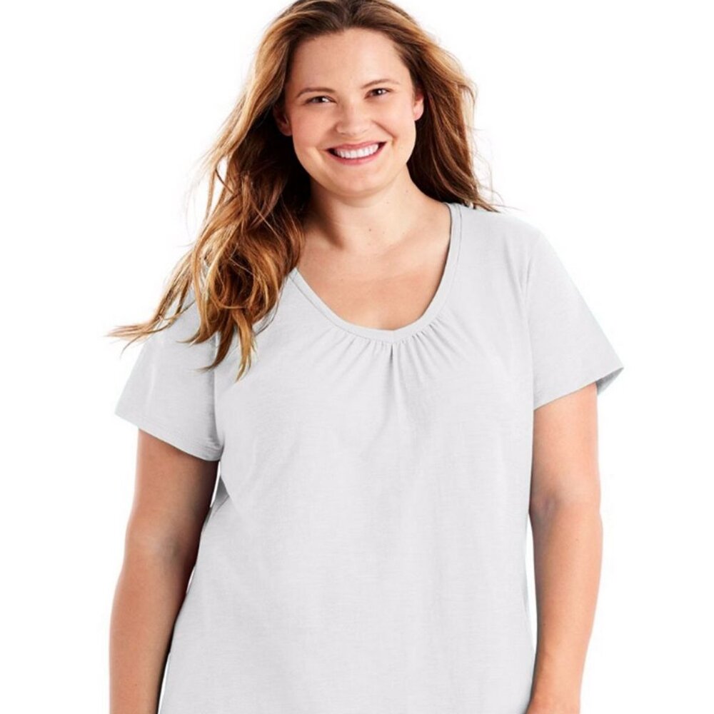 Just My Size Women's Slub Jersey Shirred Vneck Tshirt